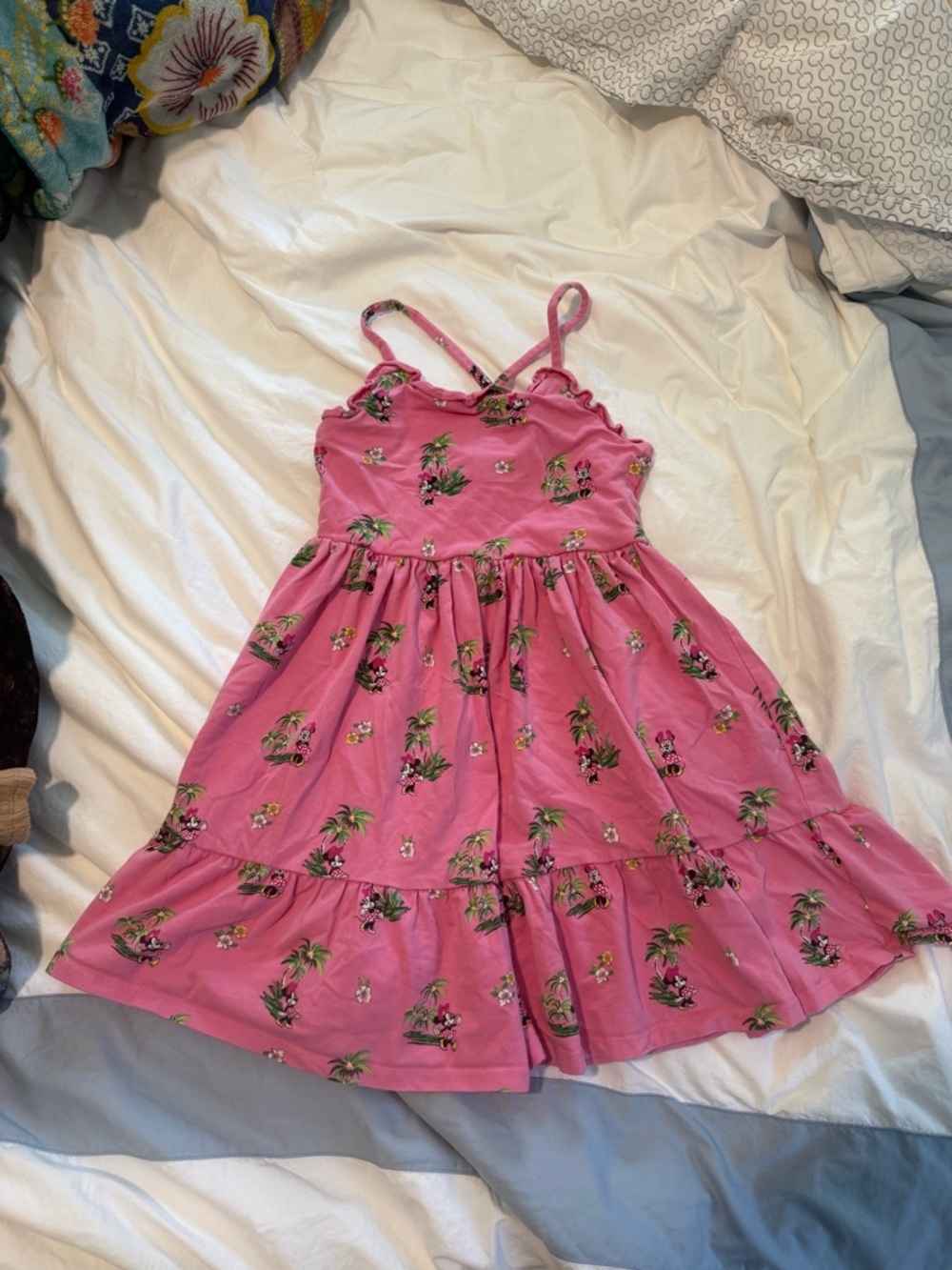 Janie and Jack Pink Tropical Palm Print Sundress
